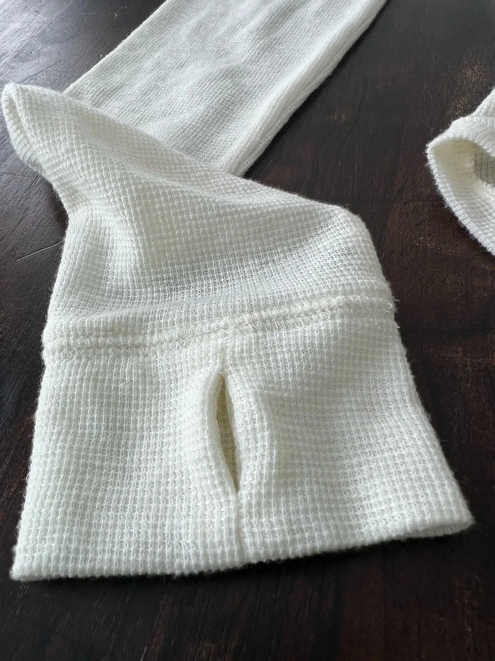 Free People Intimately Thermal Henley Bodysuit XS Ivory Thumb Hole NWT